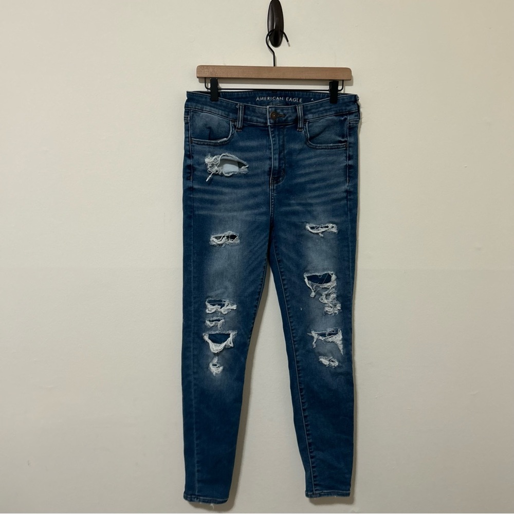 American Eagle Outfitters Dark Blue Ripped Jeggings